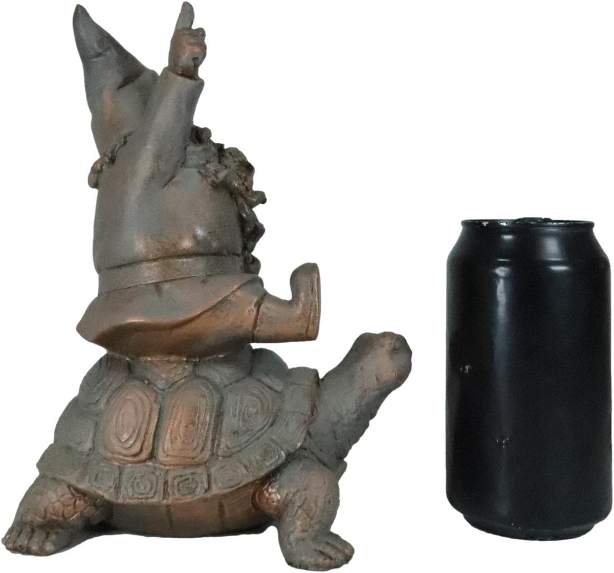 Mr Gnome Sitting On Wild Rodeo Giant Tortoise Figurine P720