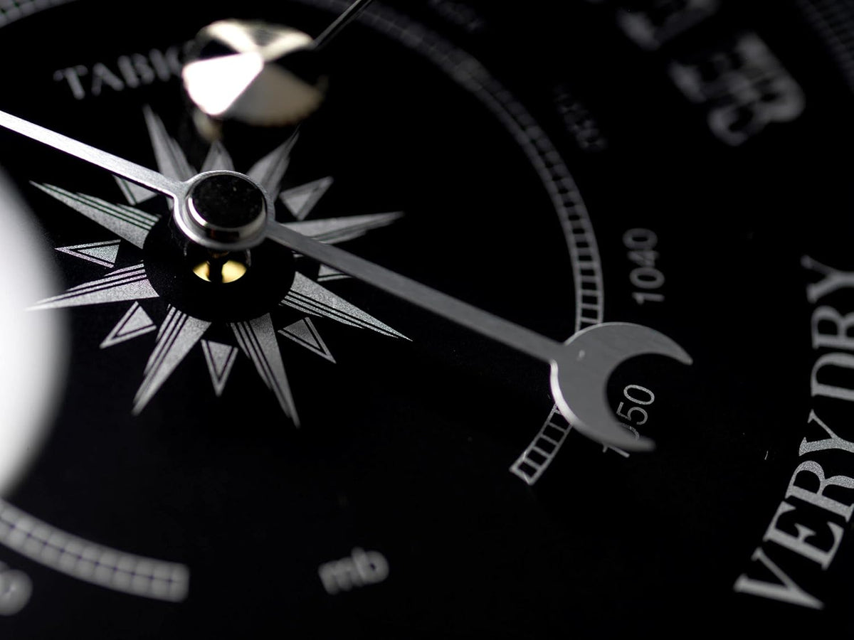 Chrome Barometer with Jet Black Dial, Heavy Brass Case P29983