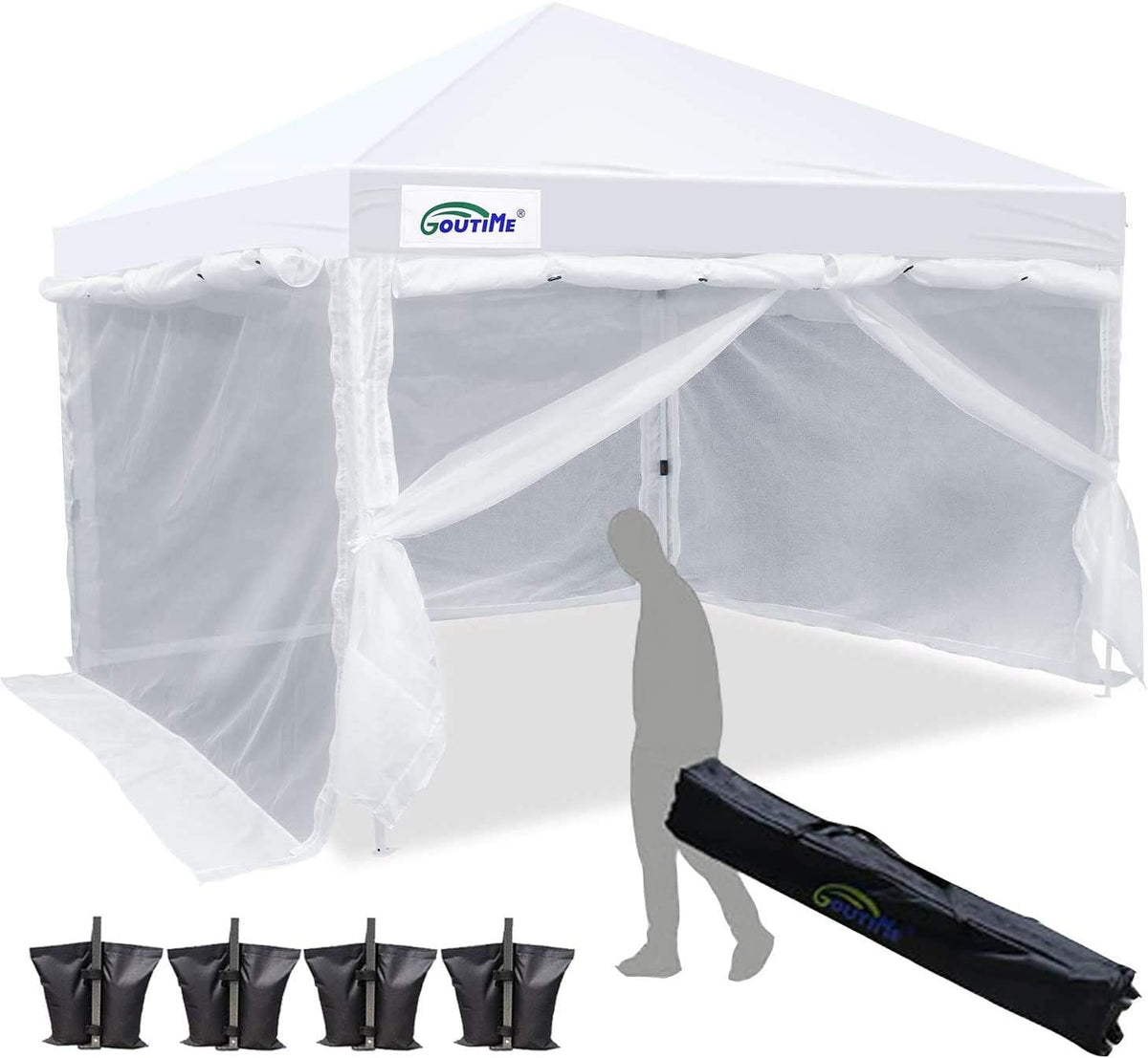 10 x 10 Ft Pop Up Canopy with Mesh Side Walls N1382