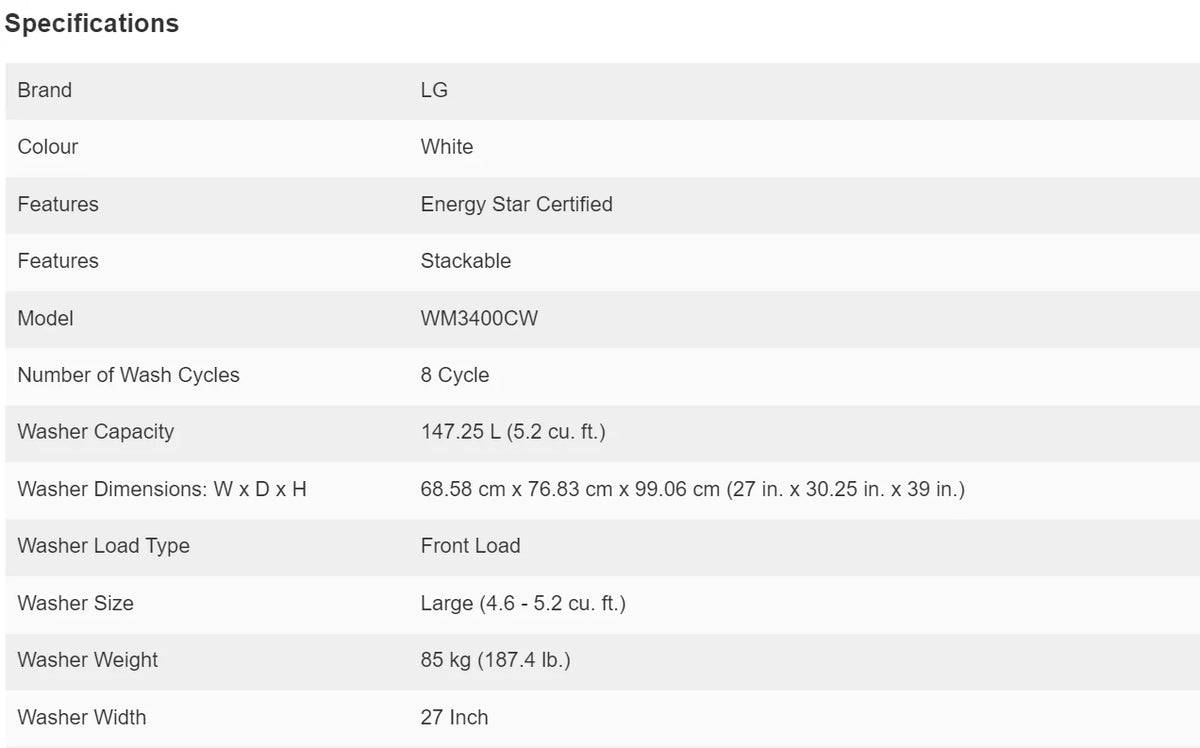 White 5.2 Cu. Front Load Washer B673