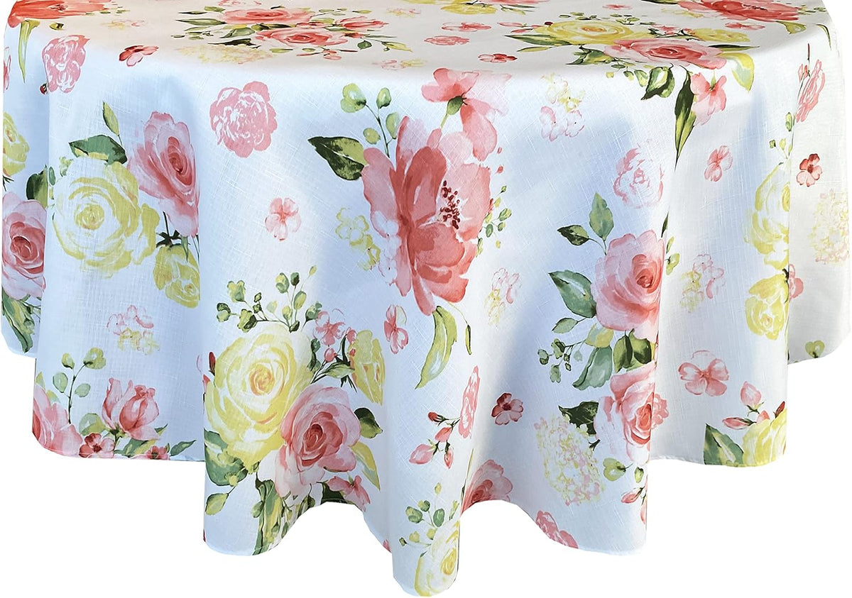 Rose Print Fabric Tablecloth, 70” Round B751