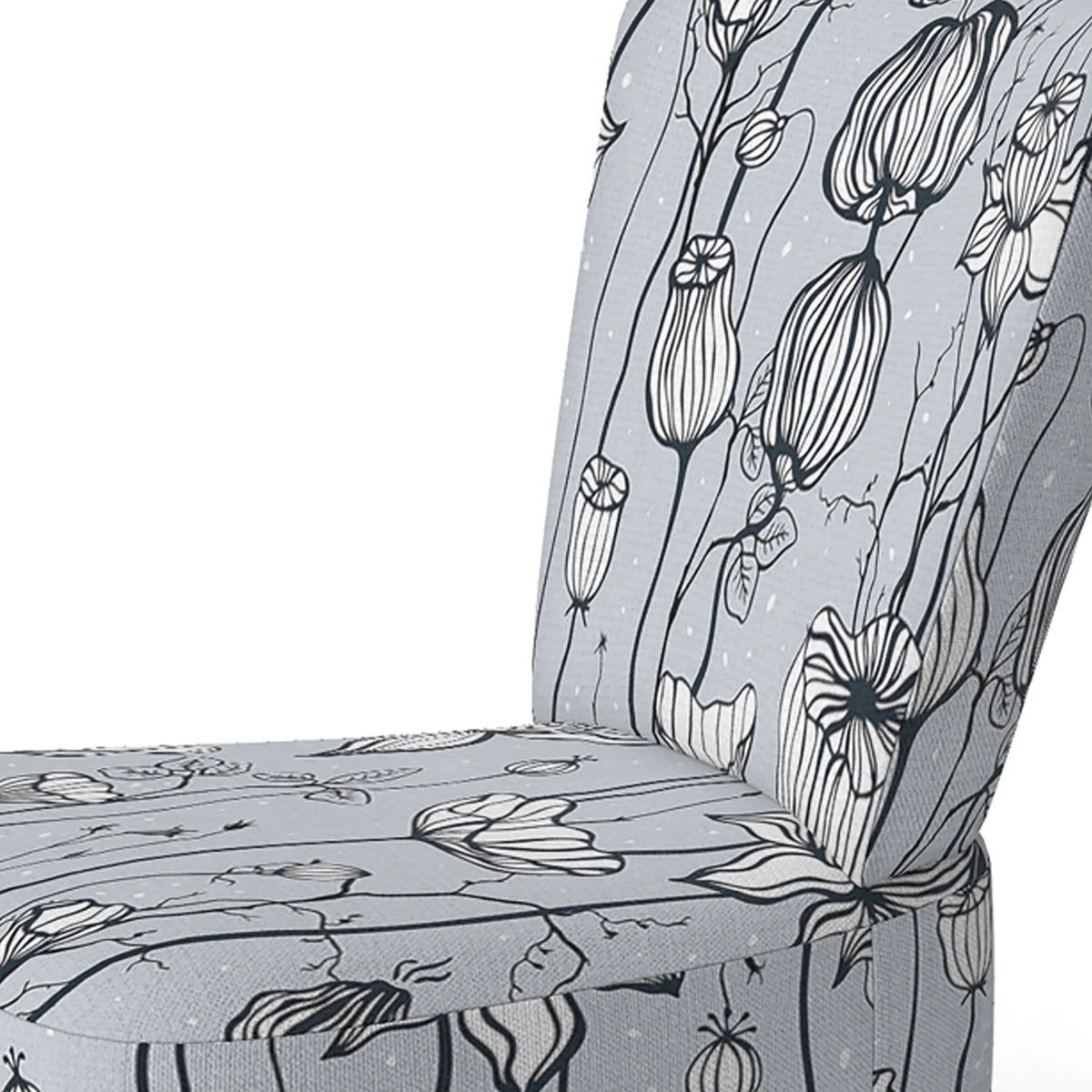 Vintage Abstract Flowers Upholstered Accent Chair and Arm Chair I199794