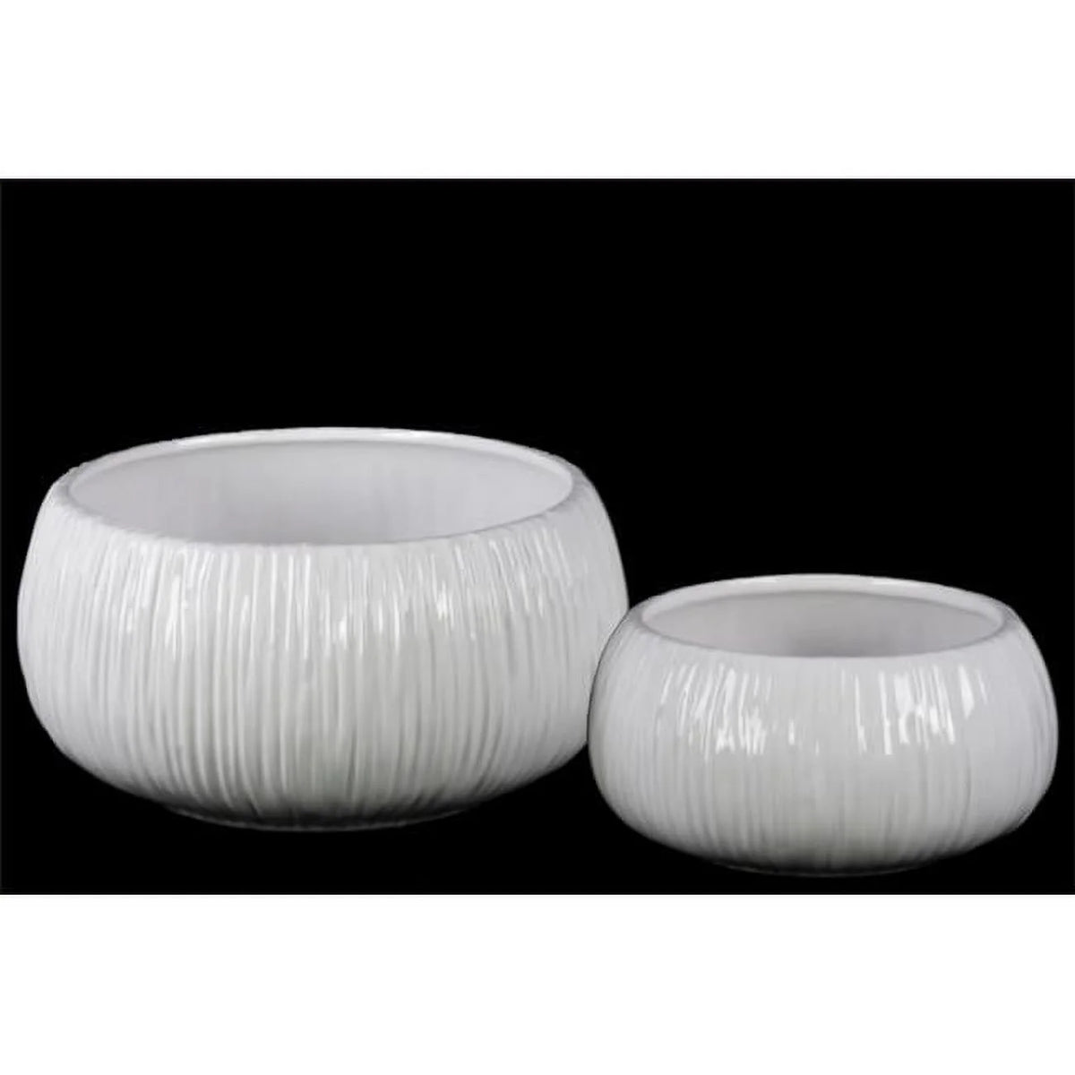 2 Piece Ceramic White Coated Round Flower Pot M251