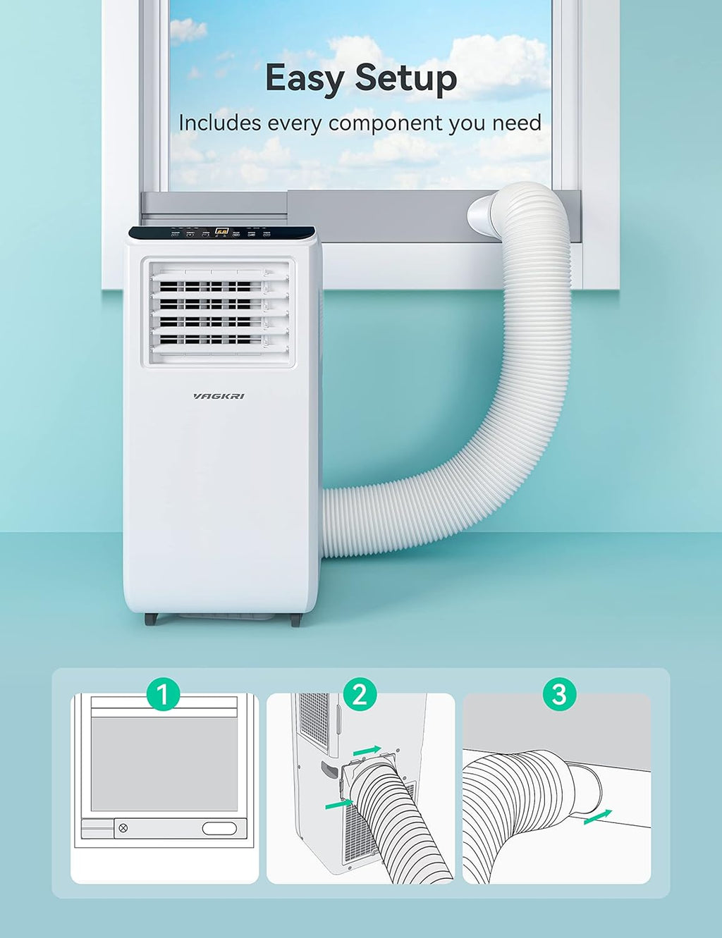 Portable Air Conditioner 8000 BTU 3-in-1 with Fan & Dehumidifier J55491