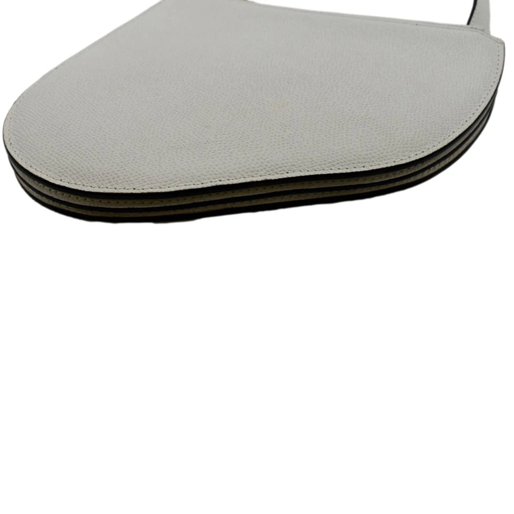 White Leather Crossbody Pouch Bag V3226