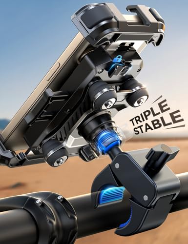 Motorcycle Phone Mount Holder with Metal Handlebar Clamp for 4.7-7" Cell Phones I3470