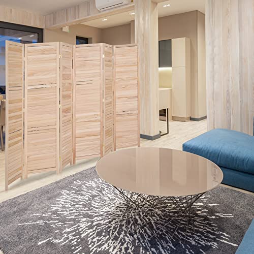Wood Room Divider Privacy Screen, 5.9 Ft Tall Folding Partition, 6 Panel R883477