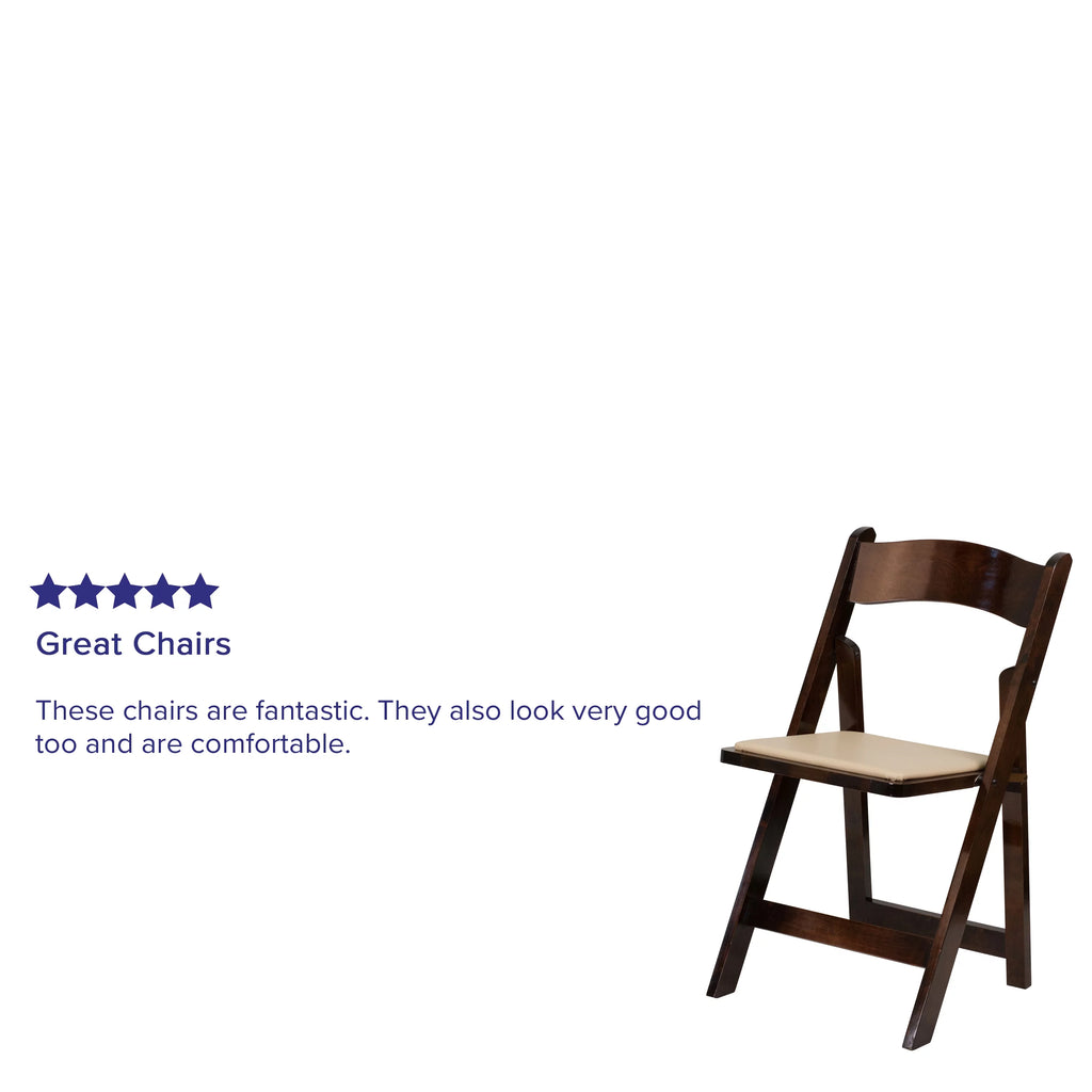 2 Pack Wood Folding Chair with Vinyl Padded Seat V14749