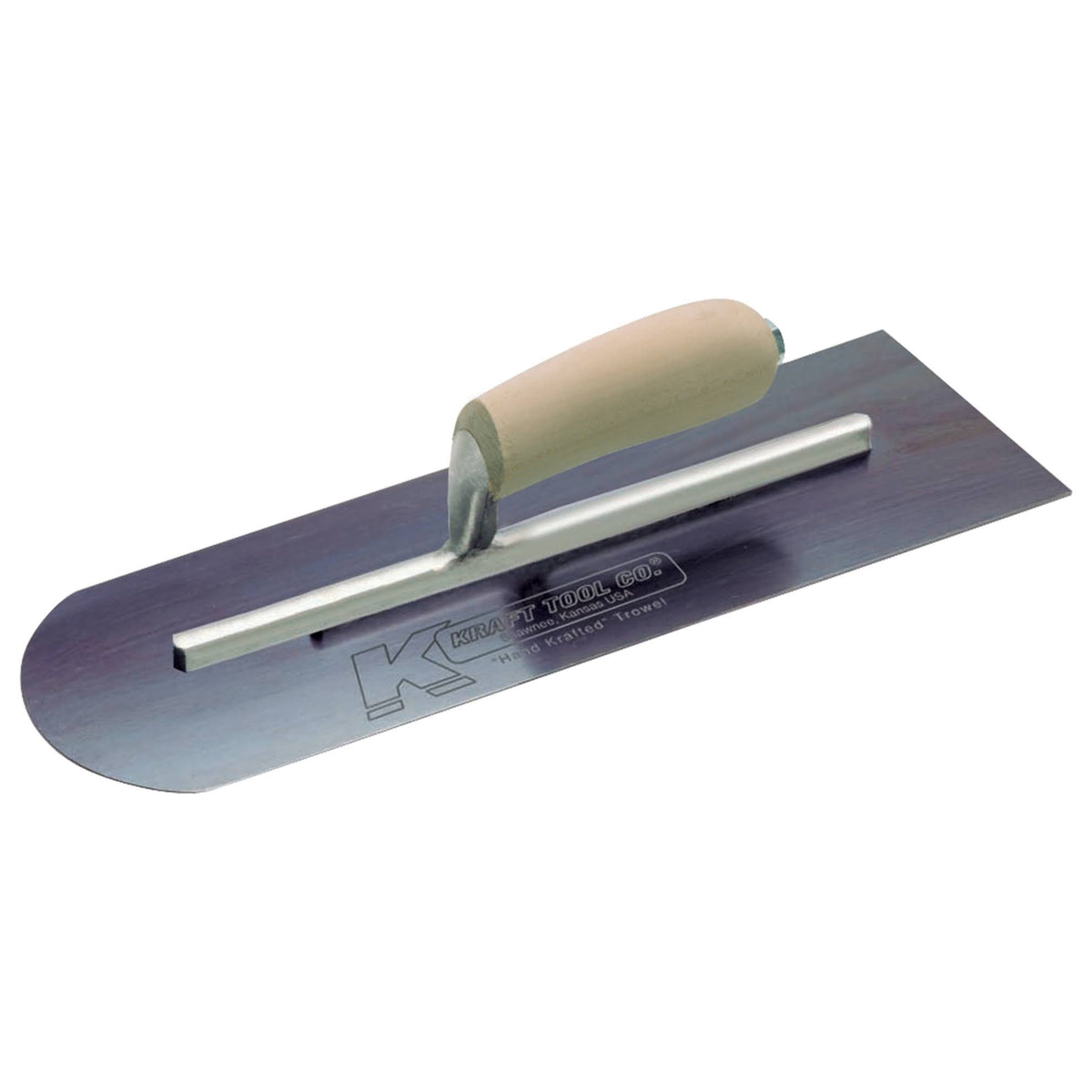 Blue Steel Round Front Cement Trowel with Wood Handle, 18 x 5-Inch Z18434