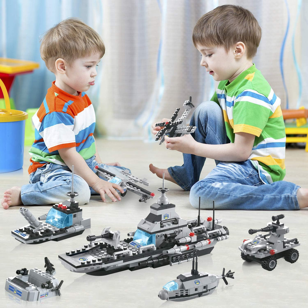 796 Pieces City Police Military Battleship Building Blocks Set D105407