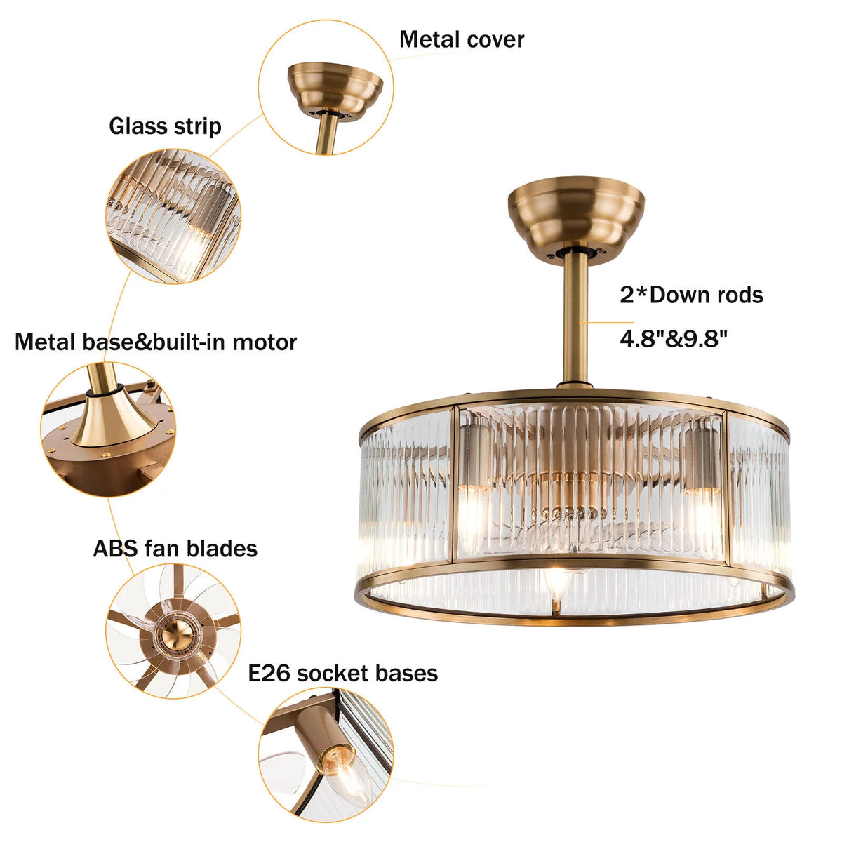 Caged Ceiling Fan Light with Remote X862