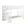Twin Over Twin Solid Wood Staircase Bunk Bed in White Q745
