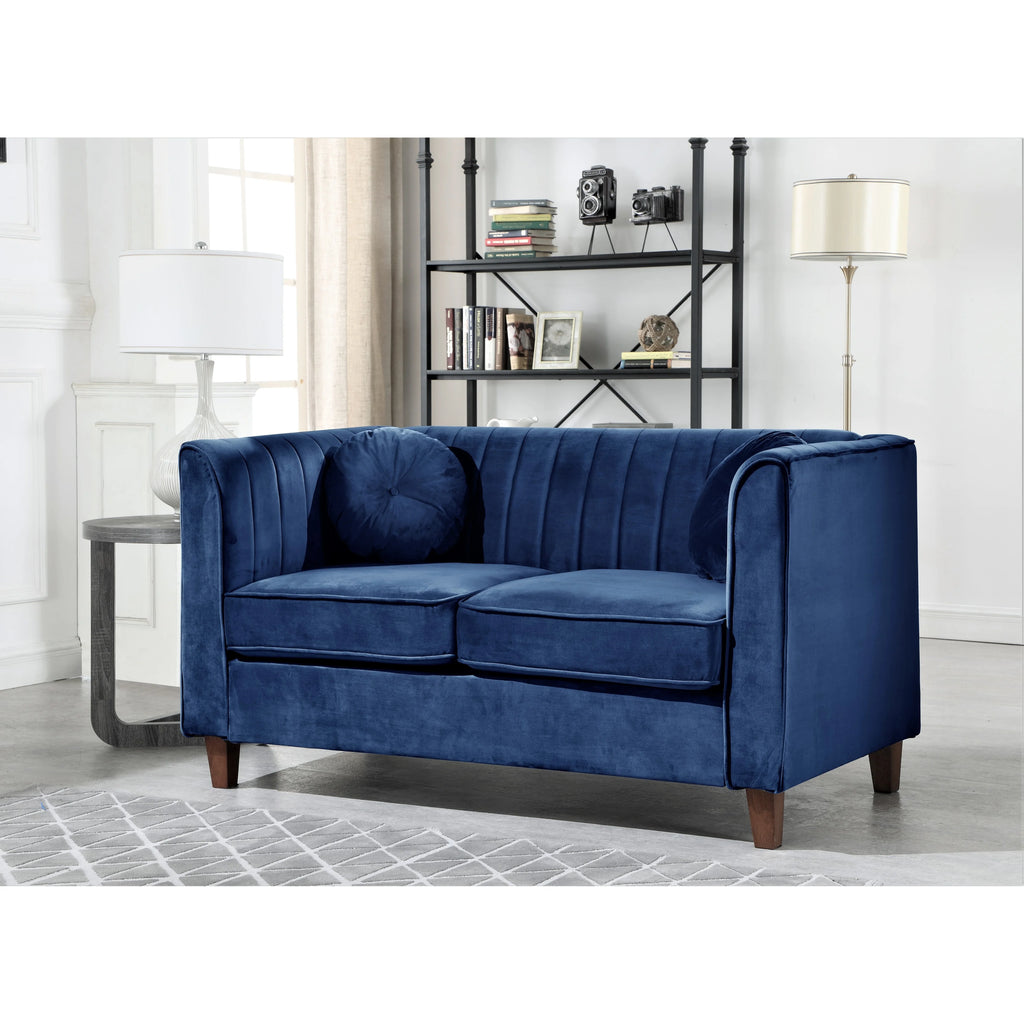 Black Velvet Chesterfield Loveseat L7503