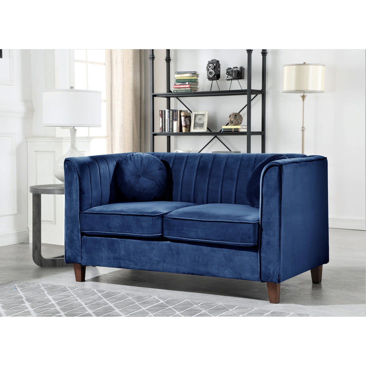 Black Velvet Chesterfield Loveseat L7503