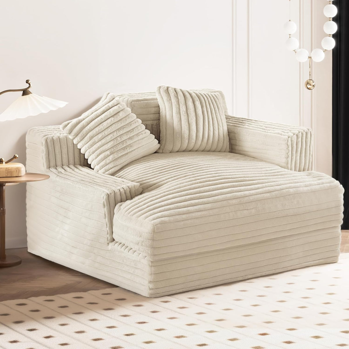 Oversized Chaise Lounge Sofa with 2 Throw Pillows Q420312