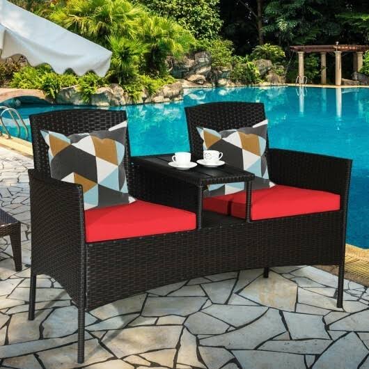Red Rattan Conversation Set L814728