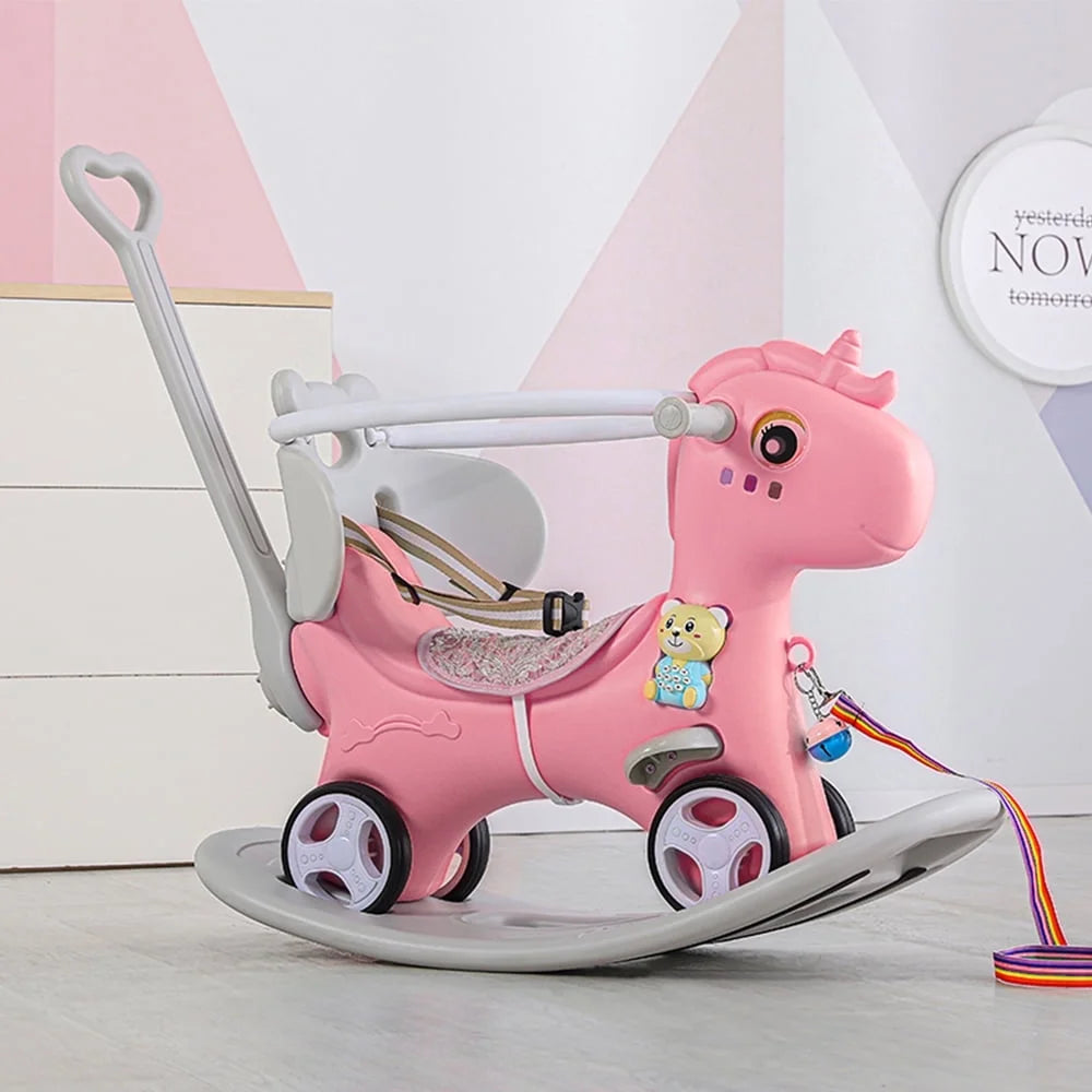 Pink Unicorn Ride On Toy with Push Handle Z9665