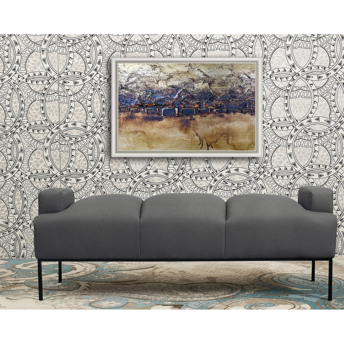 PU Leather Ottoman with Metal Frame J200