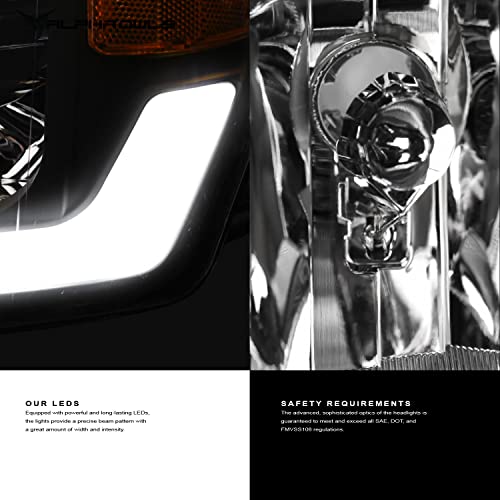 Full LED Projector Headlights with Switchback Sequential Light Bar - Chrome Amber Q482938
