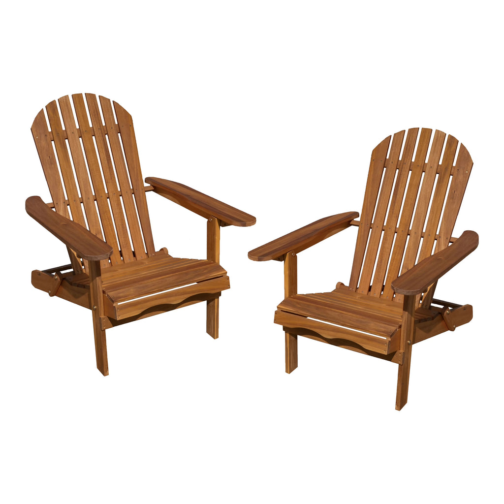 Natural Wood Foldable Patio Adirondack Chair, Set of 2 S898
