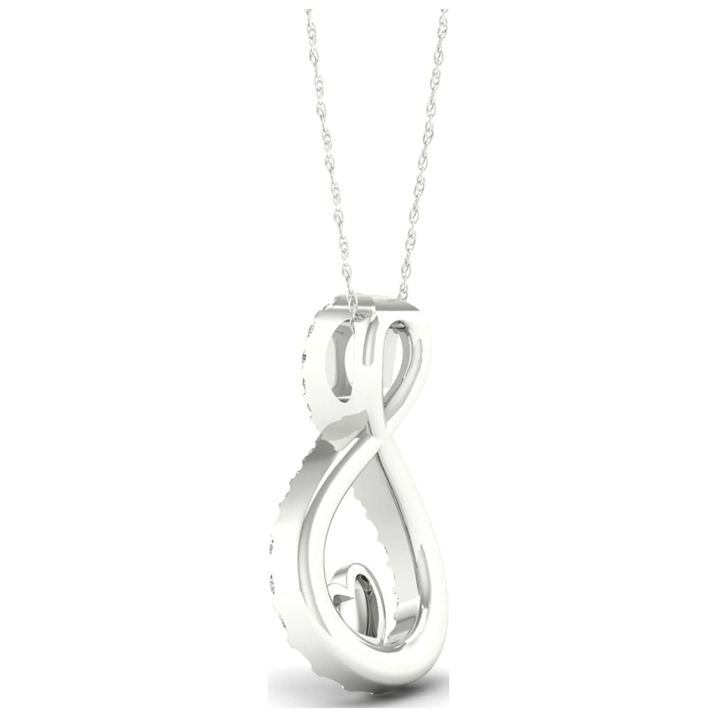 1/6Ct TDW Diamond 10K White Gold Infinity Heart Necklace G12786