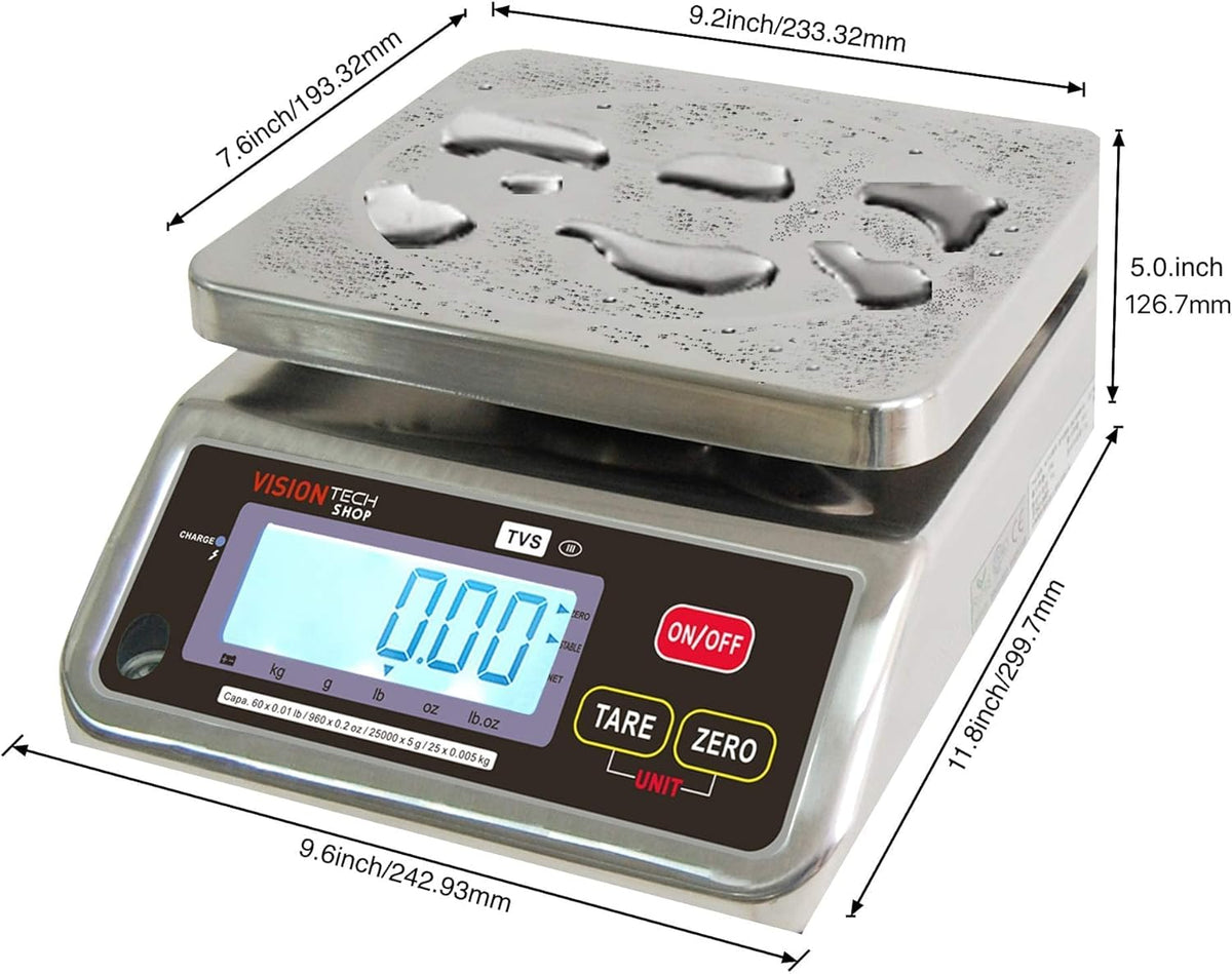 Stainless Steel Washdown Scale, 30lb Capacity A67251