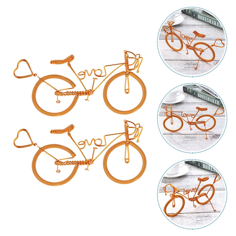 2pcs Metal Bike Figurine Miniatures Home Ornaments E819