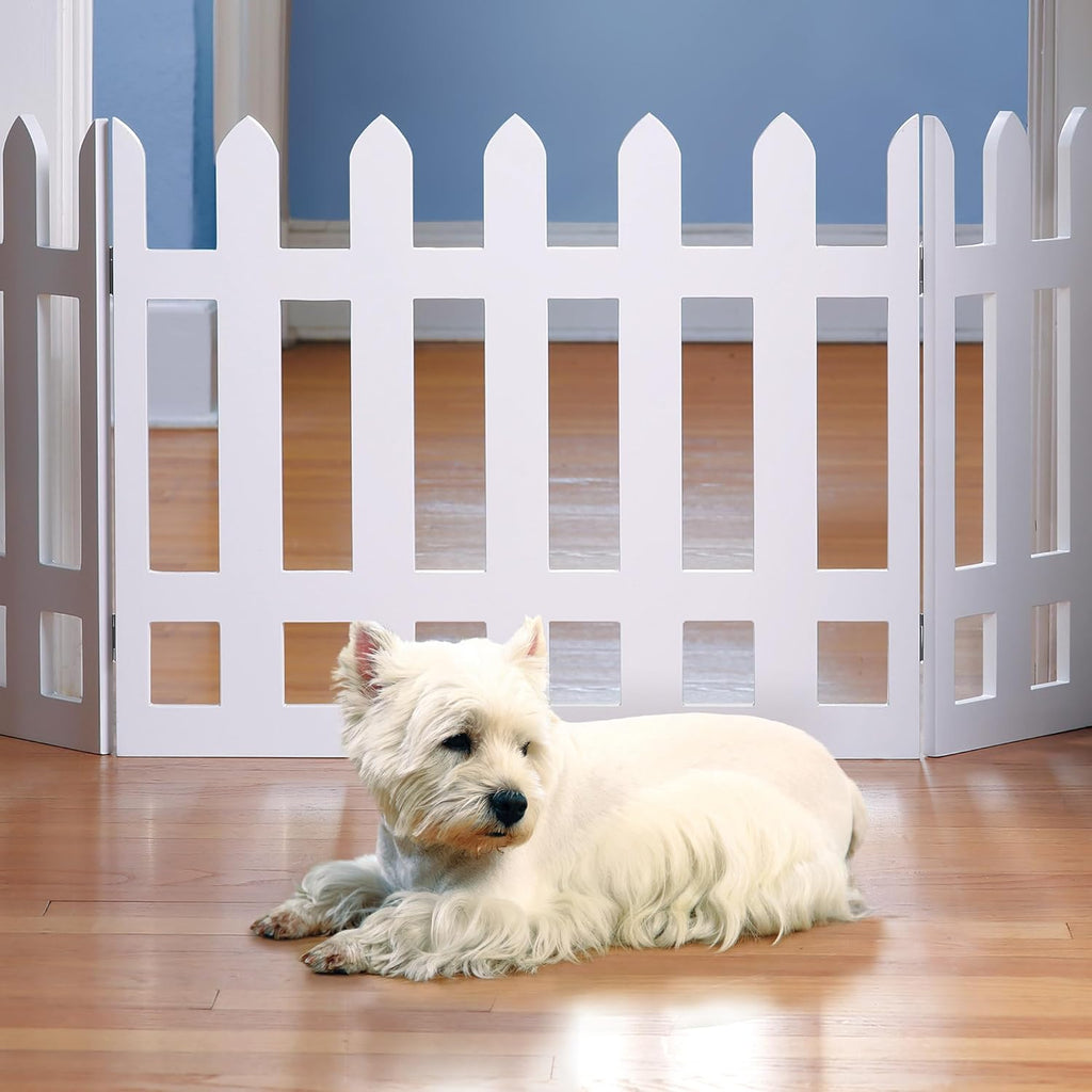 White Picket Fence Folding Pet Gate T375493