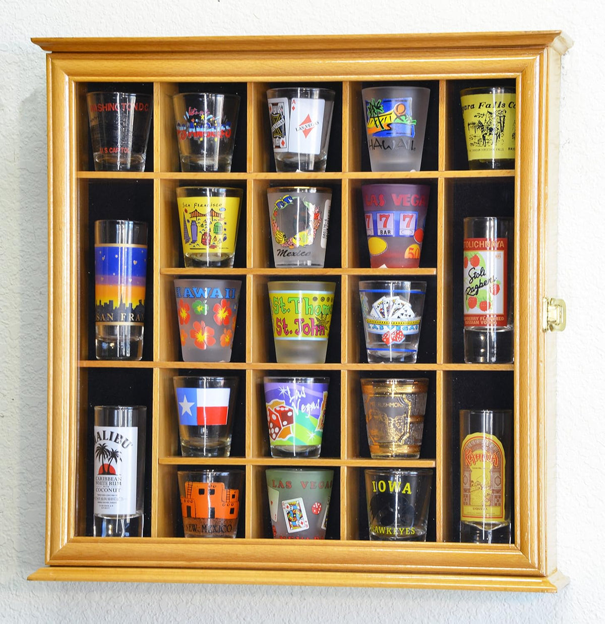 Shot Glass Display Case Holder Cabinet Wall Rack J48708