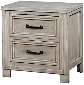 Antique White Wood Nightstand with USB Outlet Y409341