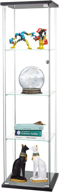 4-Shelf Glass Display Cabinet with Door, Black S912139