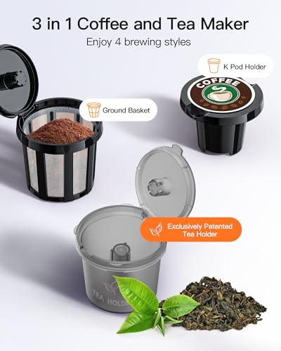 White 3 in 1 Single Serve Coffee and Tea Maker with 16oz Water Reservoir L44413