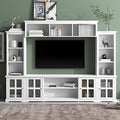 White 104" Wide Entertainment Wall Unit with Storage Cabinets and Shelves T954