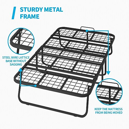 Folding Bed with 5 Inch Memory Foam Mattress, Single Rollaway Bed with Lockable Wheels K780
