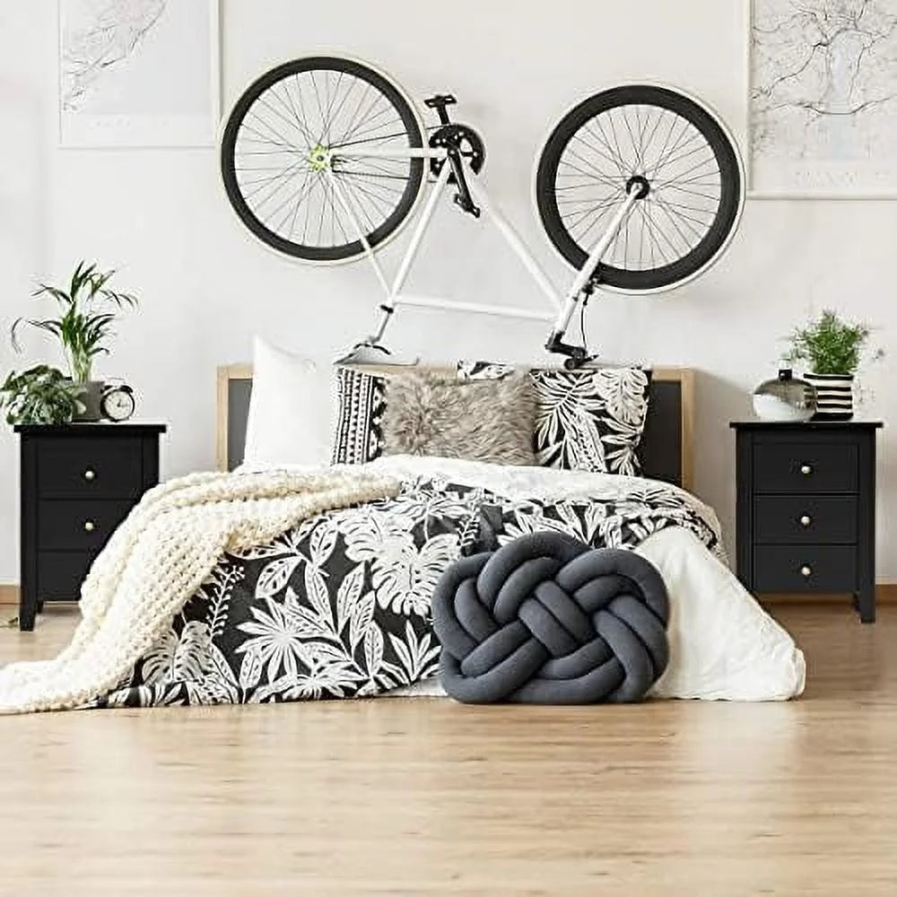 White 3 Drawer Wood Nightstand D837