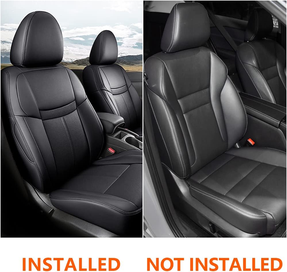 Black Faux Leather Car Seat Covers Full Set A127