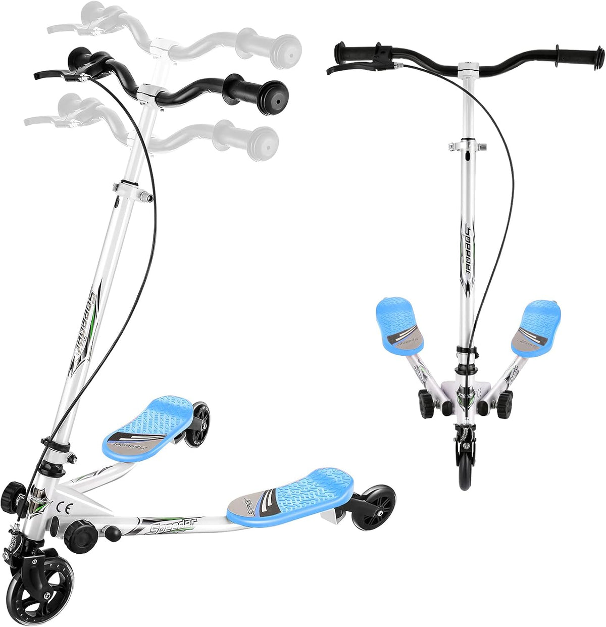 Foldable 3 Wheel Wiggle Scooter with Adjustable Height Handle, Pack of 2 T264958