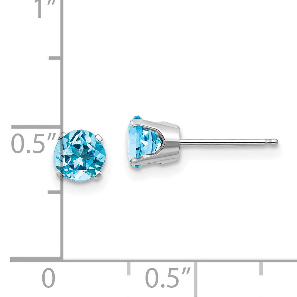 14k White Gold 5mm Blue Topaz Stud Earrings E13279