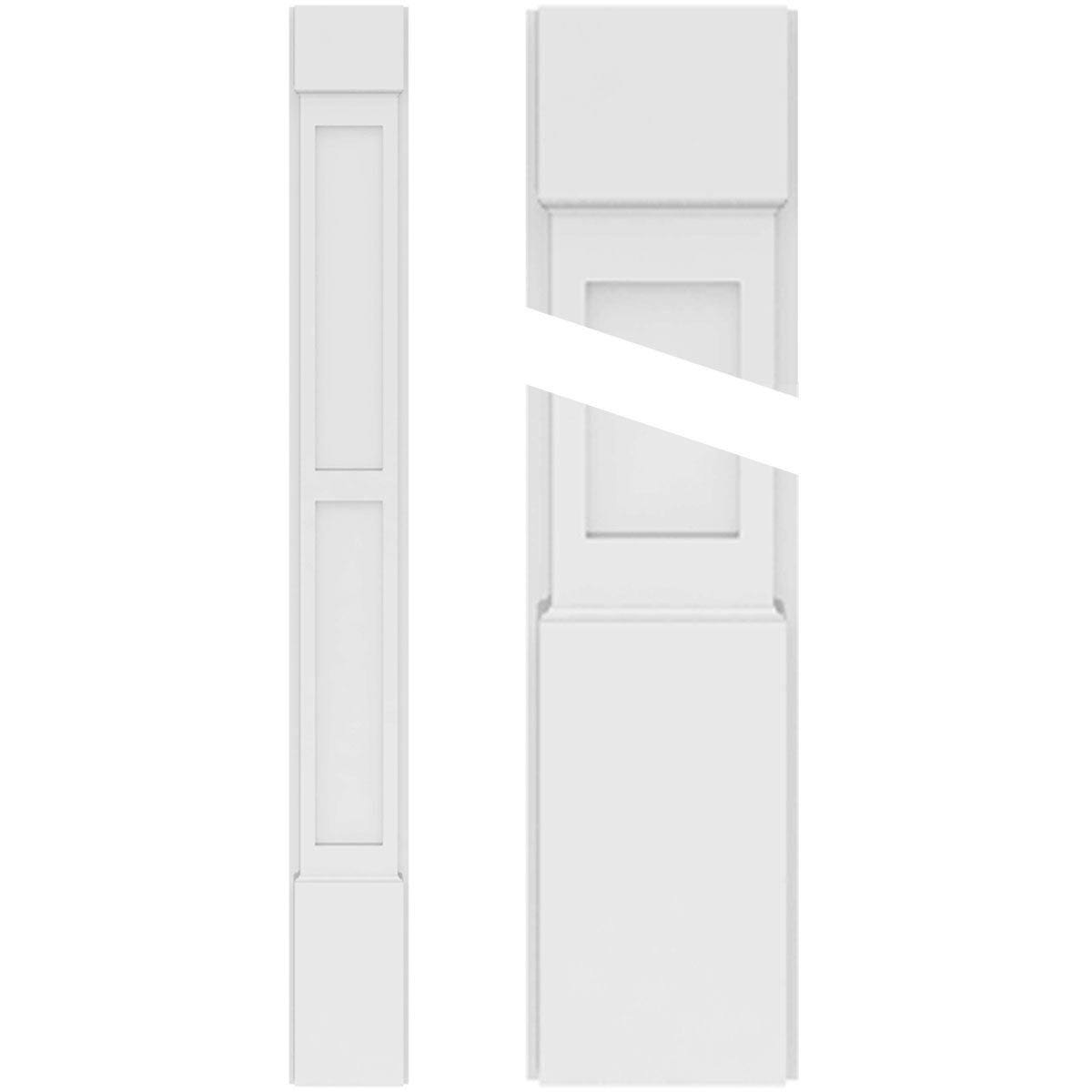 Two Equal Flat Panel PVC Pilaster with Standard Capital & Base (Pair) T6985