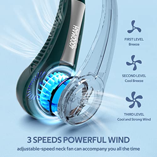 Portable Hands Free Bladeless Neck Fan 4000mAh USB Rechargeable Black C24494