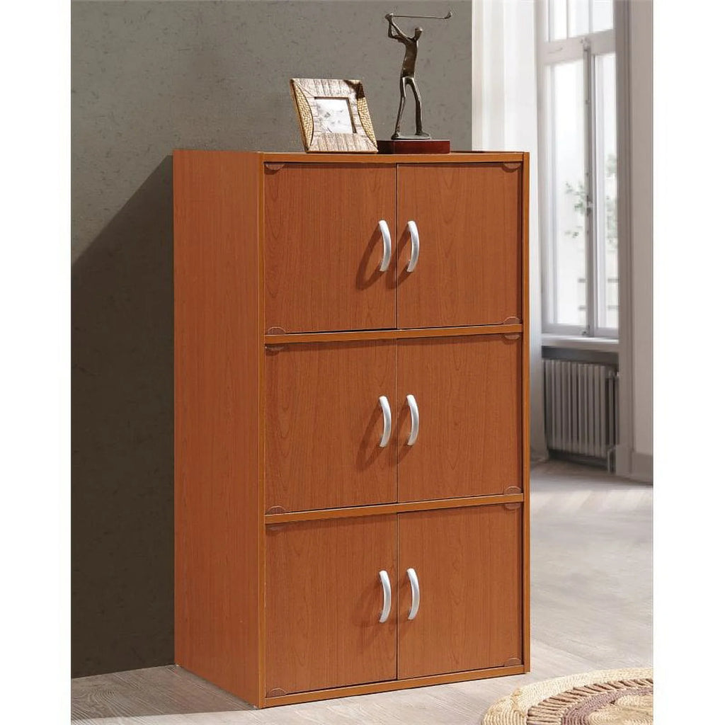 3 Shelf 6 Door Bookcase in Cherry S918