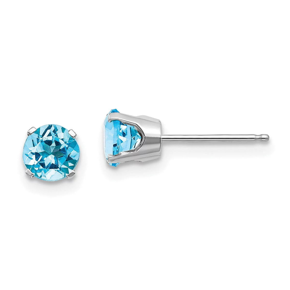 14k White Gold 5mm Blue Topaz Stud Earrings E13279