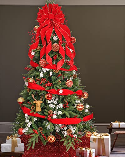 Christmas Tree Topper Bow with Snowflake Pattern E7383