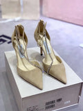 Suede Crystal Embellishment Pumps Y309