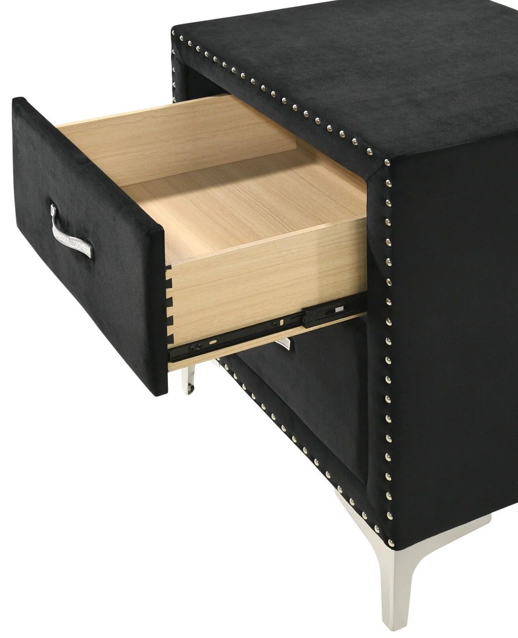 Black Velvet 5pc Queen Size Bedroom Set L93285