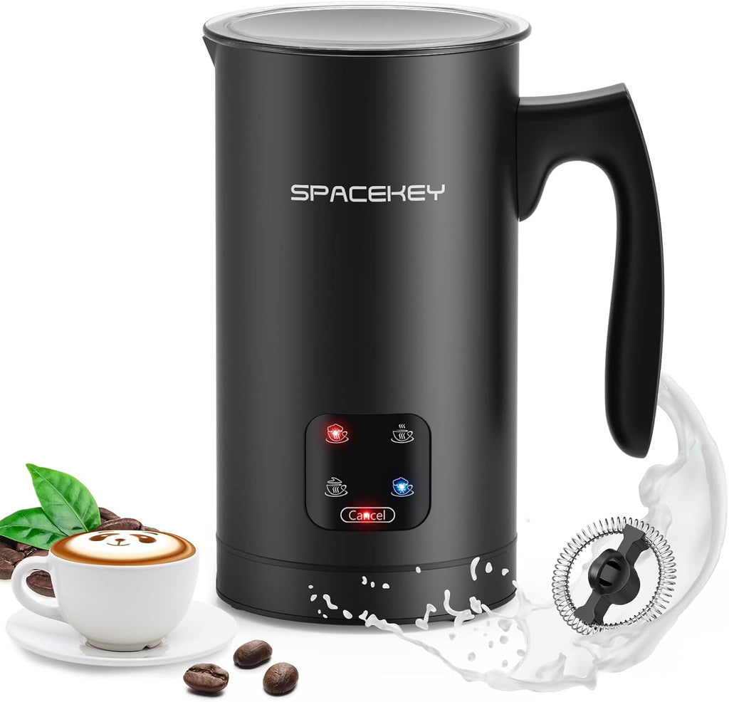 Black Pack of 2 Stainless Steel Electric Milk Frother and Steamer L384339