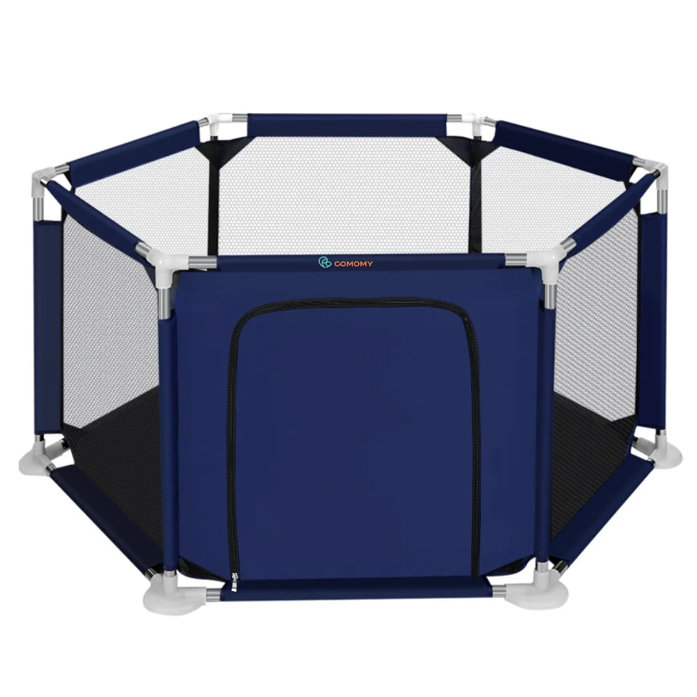 Blue 6 Panel Portable Baby Playpen J4410