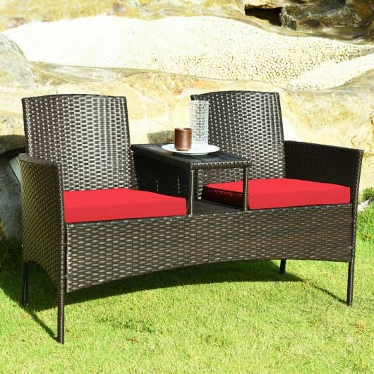 Red Rattan Conversation Set L814728