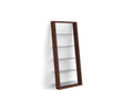 Charcoal Stained Ash Leaning Shelf with 5 Polished Tempered Glass Shelves Z55929