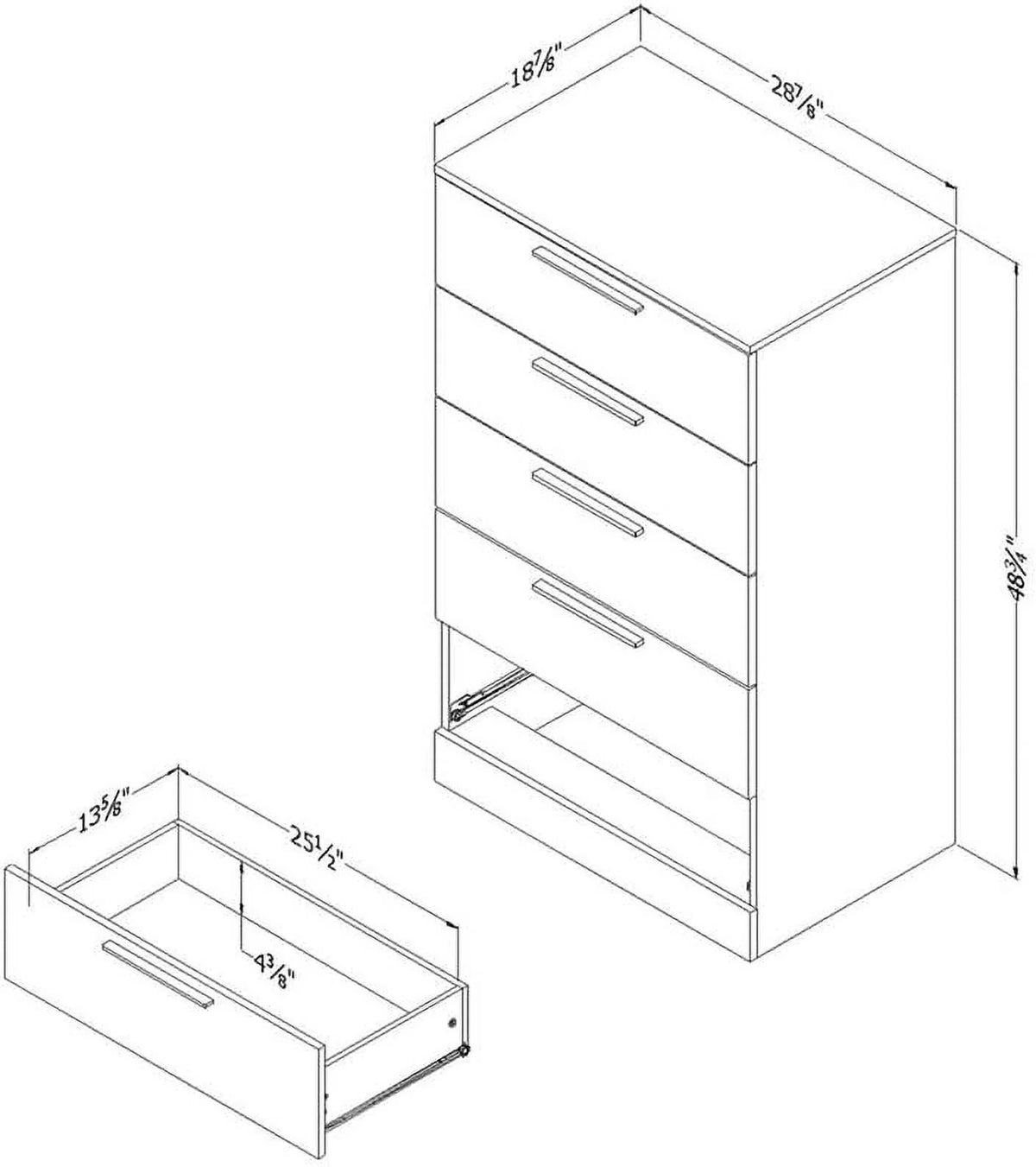 Dark Grey 5 Drawer Wood Dresser F850426